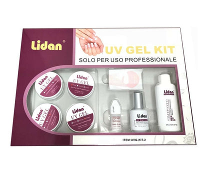 KIT RICOSTRUZIONE UNGHIE NAIL ART 4 . UV GEL BIANCO ROSA LIMETTA PENNELLO TIPS