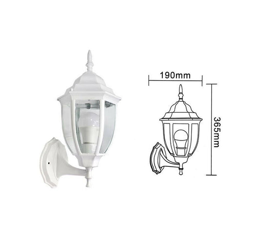 LANTERNA DA GIARDINO LAMPADA A PARETE APPLIQUE PER ESTERNO STILE ANTICO BIANCO