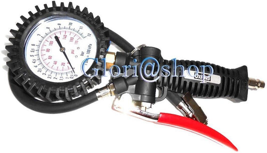 PISTOLA MANOMETRO PER COMPRESSORE GONFIAGGIO GOMME PNEUMATICI AUTO