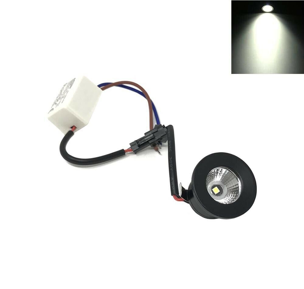 FARETTO LED 1W A INCASSO MINI PUNTO LUCE NATURALE 4000 K BORDO NERO