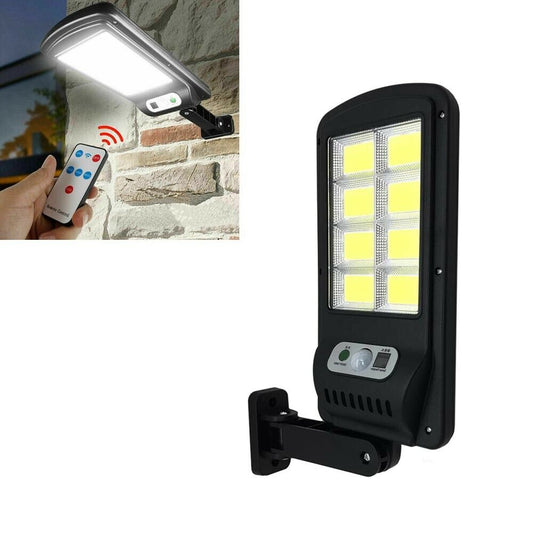 FARETTO 8 LED COB PANNELLO SOLARE . FARO SENSORE RILEVA MOVIMENTO CREPUSCOLARE