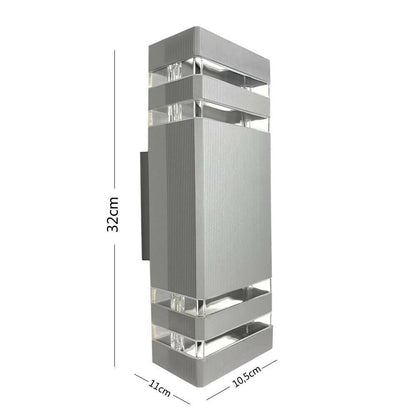 APPLIQUE A PARETE DOPPIA LUCE LAMPADA PER ESTERNO GIARDINO STILE MODERNO ES20