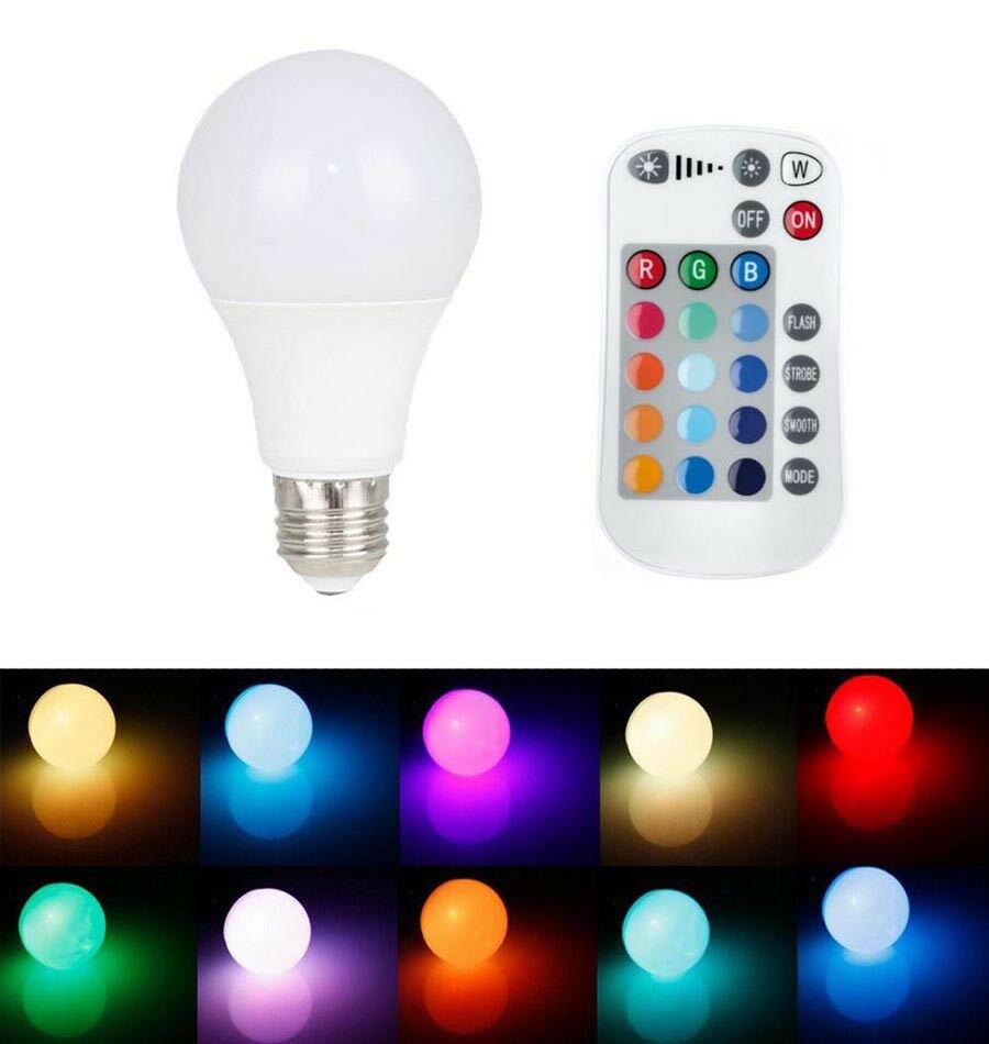 LAMPADINA RGB LED 9 W E27 LAMPADA CROMOTERAPIA A COLORI CON TELECOMANDO