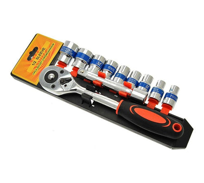 CHIAVE A CRICCHETTO REVERSIBILE 1/2 KIT 9 BUSSOLE ESAGONALI BUSSOLA DA 8 24 MM