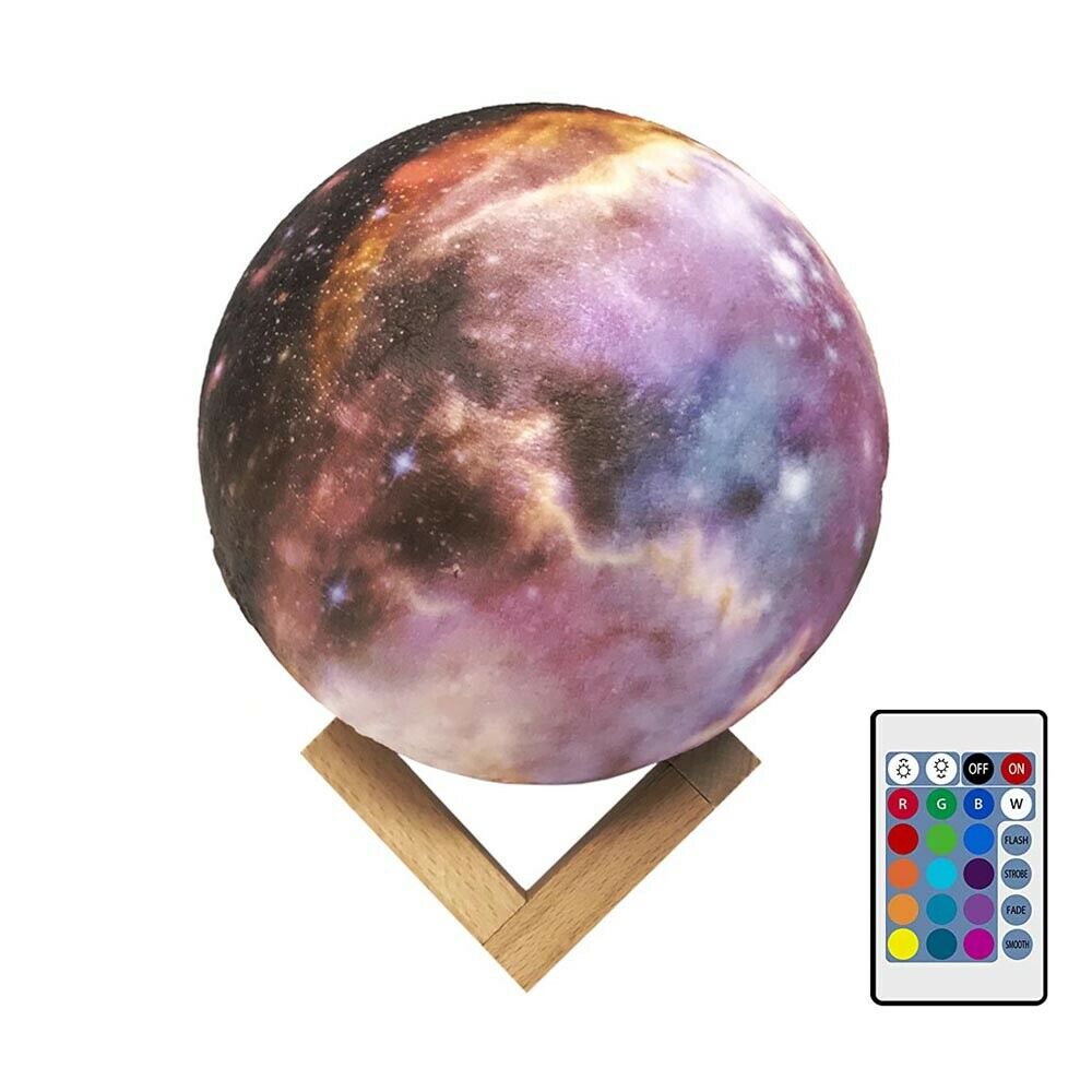 LAMPADA SFERA FORMA DI LUNA 3D . LED RGB COLORI GALAXY TOUCH TELECOMANDO
