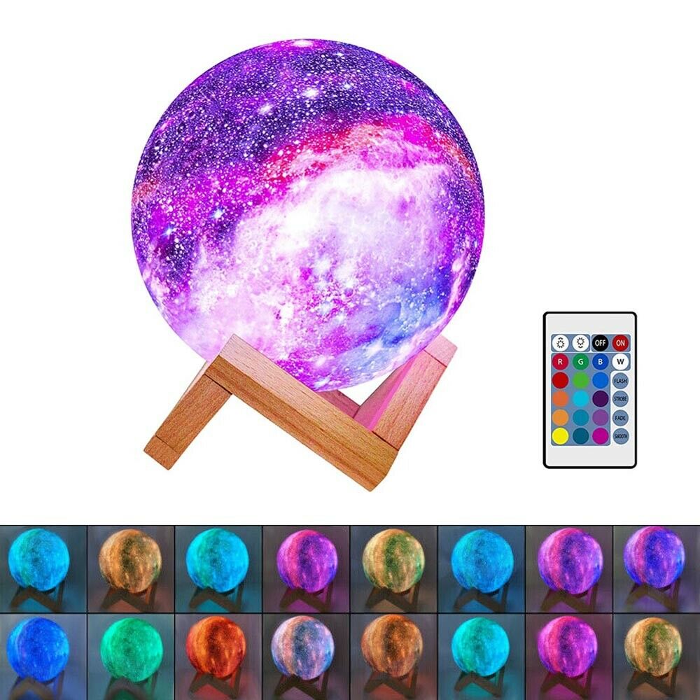 LAMPADA SFERA FORMA DI LUNA 3D . LED RGB COLORI GALAXY TOUCH TELECOMANDO