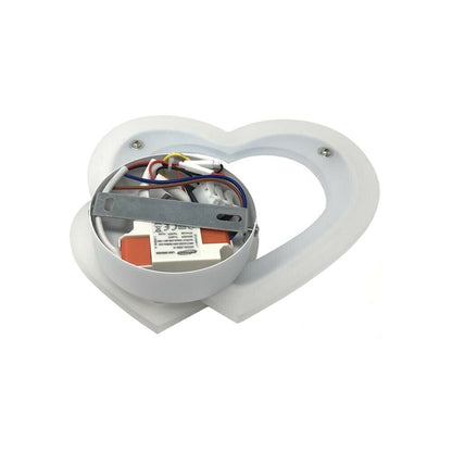 APPLIQUE A FORMA DI CUORE 2 CUORI IN VETRO A PARETE LUCE BIANCA LAMPADA LED 12 W