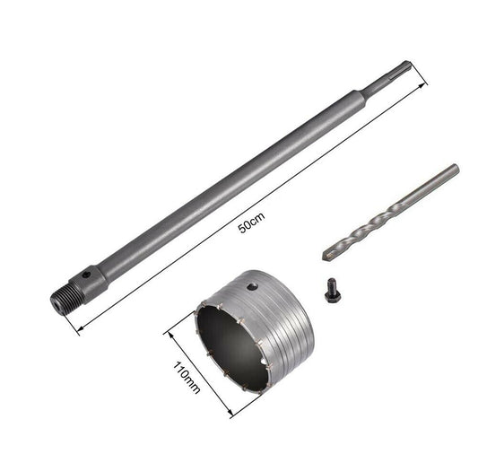 FRESA A TAZZA 110 MM ASTA PROLUNGA 50 CM PER TRAPANO ATTACCO SDS PLUS