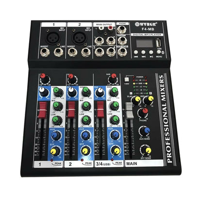 MIXER DJ 4 CH BLUETOOTH LETTORE MP3 AUDIO KARAOKE MIC USB PIANOBAR