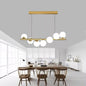 LAMPADARIO A SOSPENSIONE 7 SFERE COLOR BIANCO SFERA G9 MODERNO BRONZO A06
