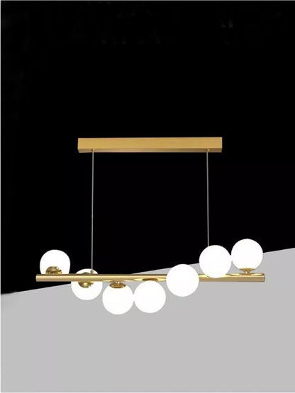 LAMPADARIO A SOSPENSIONE 7 SFERE COLOR BIANCO SFERA G9 MODERNO BRONZO A06