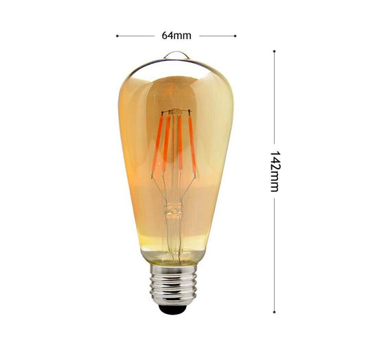 LAMPADINA LED LUCE CALDA 8W FILAMENTO IN VETRO AMBRATO VINTAGE E27 8 W T64-OC