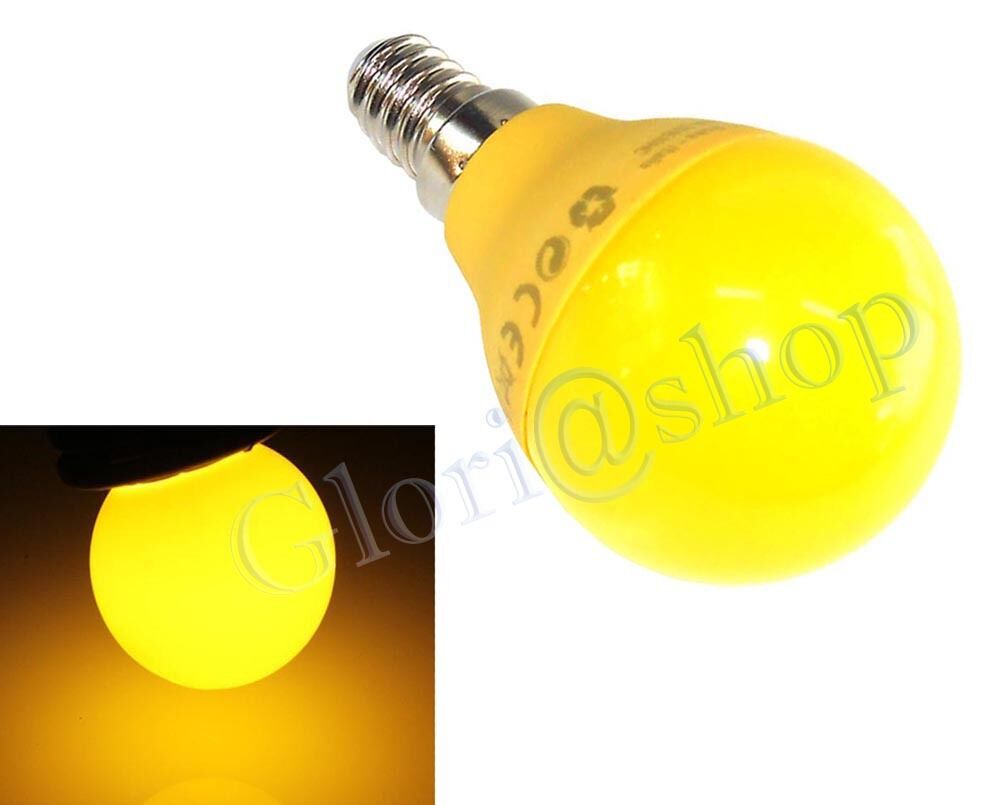 LAMPADINA LED LUCE GIALLA 4W E14 . LAMPADA SFERA COLOR GIALLO LAMPADINE X DECORARE