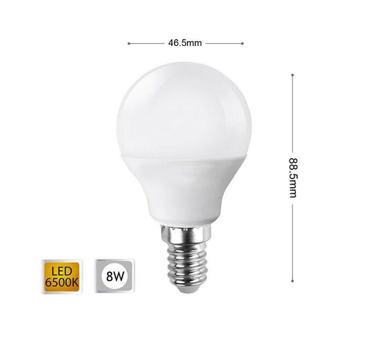 LAMPADINA LED 8 W LAMPADINE A SFERA LUCE BIANCA E14 8W E 14 G45