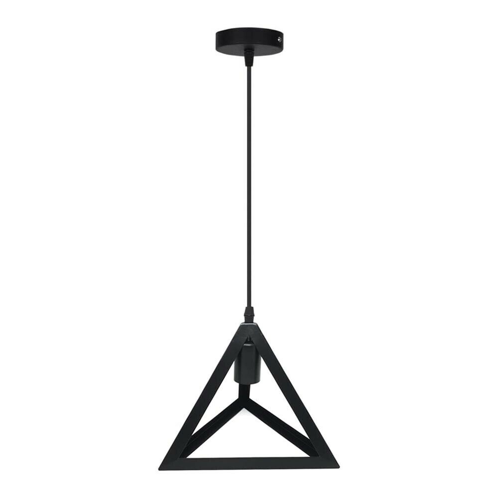 LAMPADARIO DA SOFFITTO A SOSPENSIONE FORMA TRIANGOLO 3D PORTA LAMPADINA E27 NERO