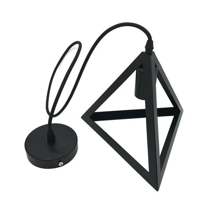 LAMPADARIO DA SOFFITTO A SOSPENSIONE FORMA TRIANGOLO 3D PORTA LAMPADINA E27 NERO