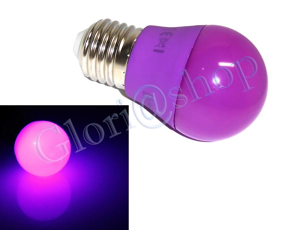 LAMPADINA LED LUCE VIOLA 4W LAMPADA . SFERA LUCI COLORI LAMPADINE DECORAZIONI E27