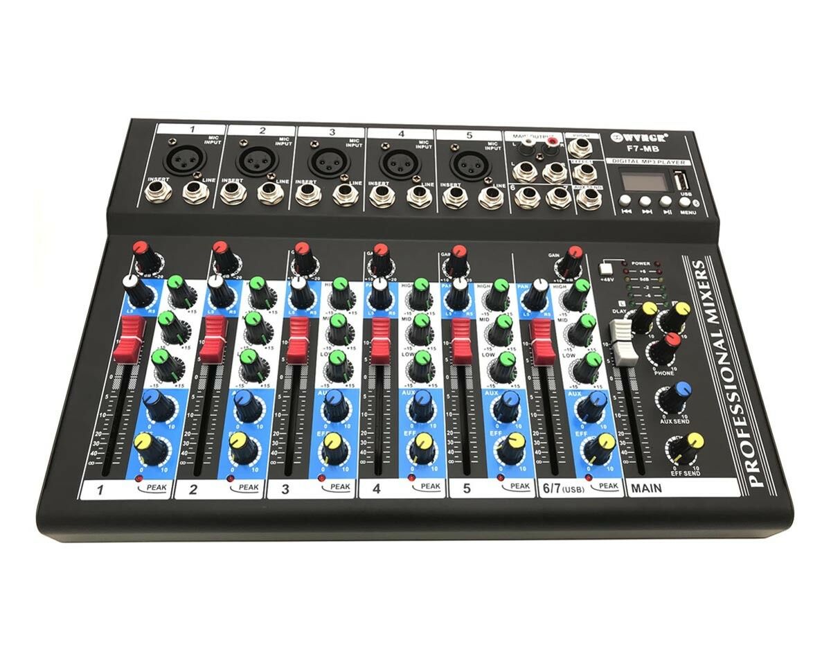 MIXER DJ 7 CH BLUETOOTH KARAOKE PIANOBAR AUDIO LETTORE MP3 MIC USB