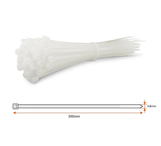 200 FASCETTE CABLAGGIO ELETTRICISTA FASCETTA 4.8 X 300 MM IN NYLON BIANCO