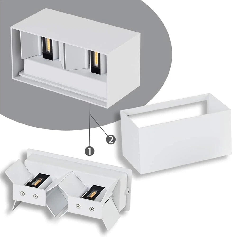 APPLIQUE LED LUCE NATURALE LAMPADA A PARETE DOPPIA EMISSIONE FARETTO 24 W BIANCO