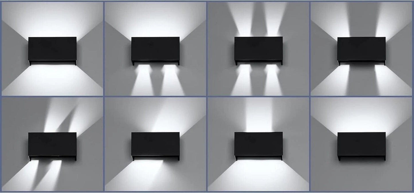 APPLIQUE LED 24 W LAMPADA DA PARETE DOPPIA EMISSIONE LUCE BIANCA 6500K NERO