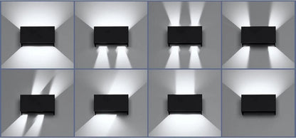 APPLIQUE LED 24 W LAMPADA DA PARETE DOPPIA EMISSIONE LUCE BIANCA 6500K NERO