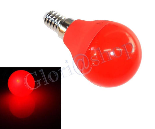 LAMPADINA LED LUCE ROSSA 4W E14 . LAMPADA SFERA COLORE ROSSO LAMPADINE DECORAZIONI