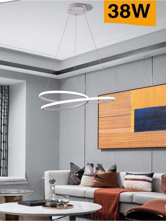 LAMPADARIO LED A SOSPENSIONE ANELLI INCROCIATI 38 WATT LUCE BIANCA 6500K