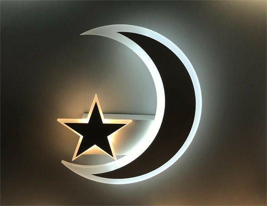 APPLIQUE A LED DA PARETE LAMPADA LUNA LUCE BIANCA CON STELLA LUCE CALDA 11W