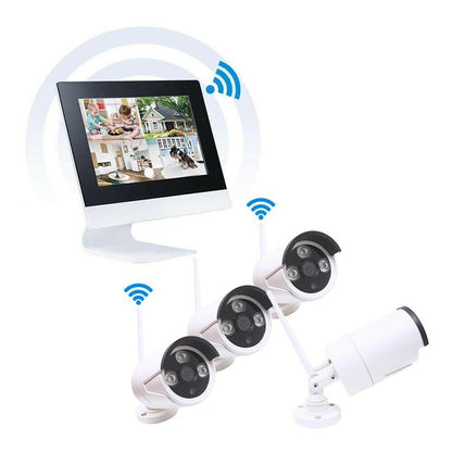 KIT VIDEOSORVEGLIANZA WIFI DVR NVR IPCAM 4CH MONITOR LCD 10 4 TELECAMERA HD