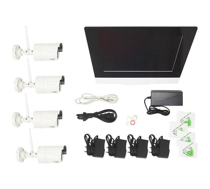 KIT VIDEOSORVEGLIANZA WIFI DVR NVR IPCAM 4CH MONITOR LCD 10 4 TELECAMERA HD