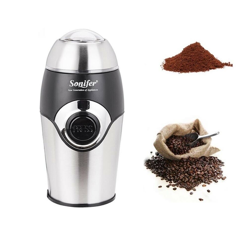 MACINACAFFE ELETTRICO 200 WATT . MACININO MACINA CAFFE' LAMA IN ACCIAIO INOX