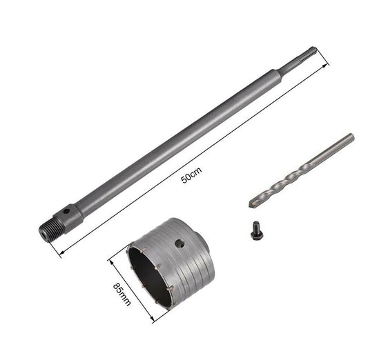 FRESA A TAZZA 85 MM ASTA PROLUNGA 50 CM PER TRAPANO ATTACCO SDS PLUS