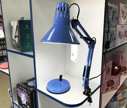 LAMPADA DA TAVOLO SCRIVANIA BRACCIO SNODABILE MORSETTO LUMETTO LUME BLU