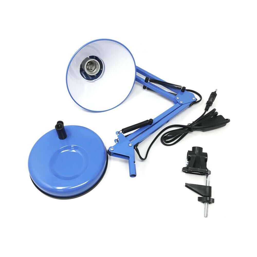 LAMPADA DA TAVOLO SCRIVANIA BRACCIO SNODABILE MORSETTO LUMETTO LUME BLU
