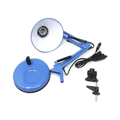 LAMPADA DA TAVOLO SCRIVANIA BRACCIO SNODABILE MORSETTO LUMETTO LUME BLU