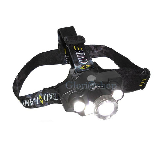 TORCIA FRONTALE 3 LED 1 COB ZOOM LUCE BIANCA BATTERIA LITIO RICARICABILE CARICA