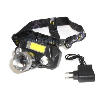 TORCIA FRONTALE 3 LED 1 COB ZOOM LUCE BIANCA BATTERIA LITIO RICARICABILE CARICA