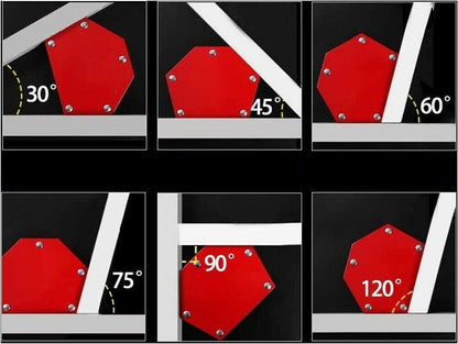 SQUADRA MAGNETICA 33 KG CALAMITA POSIZIONATORE PER SALDATURA SUPPORTO 6 ANGOLI