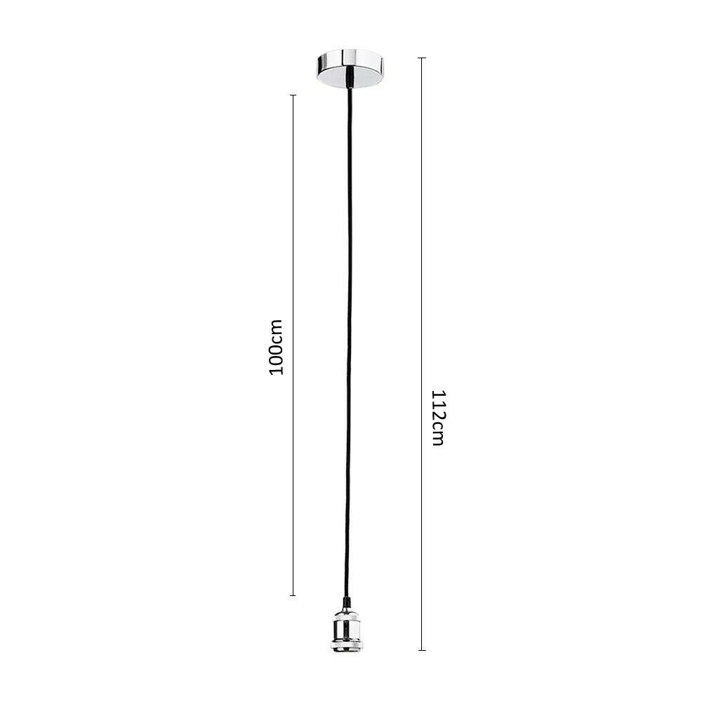 PORTALAMPADA E27 LAMPADARIO A . SOSPENSIONE PORTA LAMPADINA CAVO 112 CM ARGENTO