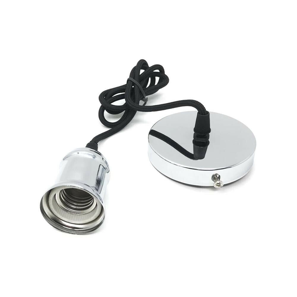 PORTALAMPADA E27 LAMPADARIO A . SOSPENSIONE PORTA LAMPADINA CAVO 112 CM ARGENTO