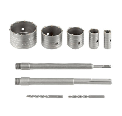 KIT 9 FRESE CAROTATRICI FRESA MURO 30 40 65 80 100 MM ASTA SDS MAX SDS PLUS