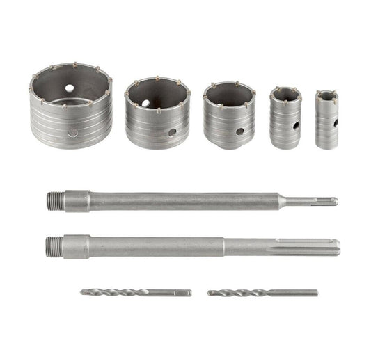 KIT 9 FRESE CAROTATRICI FRESA MURO 30 40 65 80 100 MM ASTA SDS MAX SDS PLUS