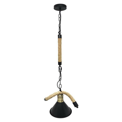 LAMPADARIO CORDA IN CANAPA PARALUME PORTALAMPADA E27 CAMPANA STILE RETRÒ