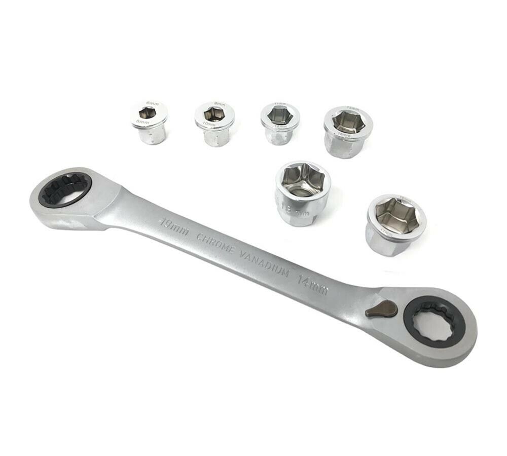 CHIAVE A CRICCHETTO REVERSIBILE 13 IN 1 14 19 MM BUSSOLE DOPPIA MISURA DA 6 A 17