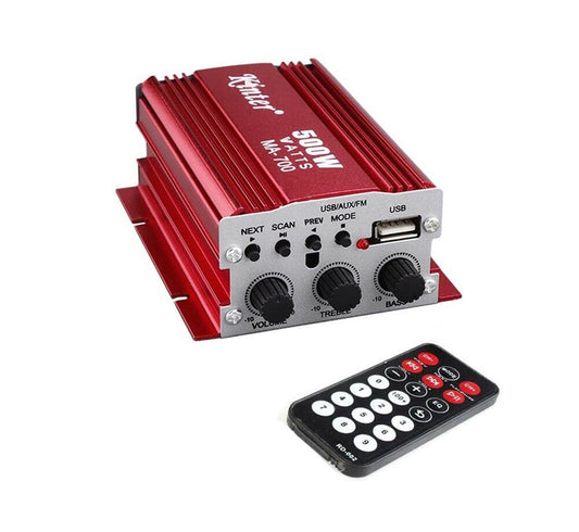 AMPLIFICATORE AUDIO 12V USB MP3 CASA AUTO 2 CANALI STEREO 500W TELECOMANDO MA700