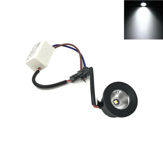 FARETTO LED 1 W A INCASSO MINI PUNTO LUCE BIANCA 6500 K BORDO NERO