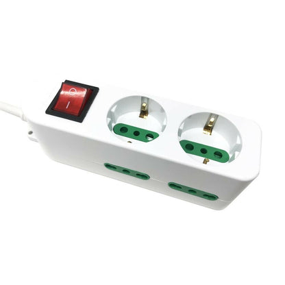 MULTIPRESA SCARPETTA ELETTRICA 6 POSTI 2 SCHUKO 4 BIPASSO CIABATTA MULTI PRESA