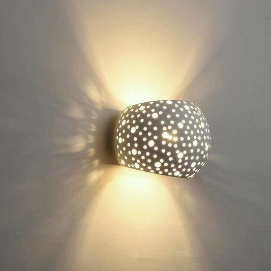 APPLIQUE IN GESSO VERNICIABILE LAMPADA MODERNA DOPPIA EMISSIONE LUCE LED G9 E42