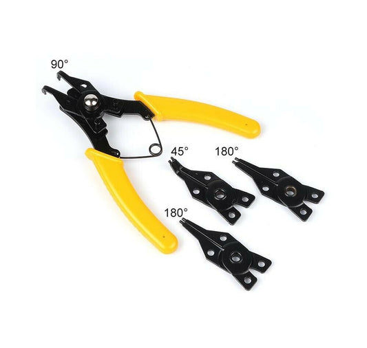 PINZA 4 IN 1 PUNTE INTERCAMBIABILI PER ANELLI FERMI MOLLE TESTE DA 45° 90° 180°